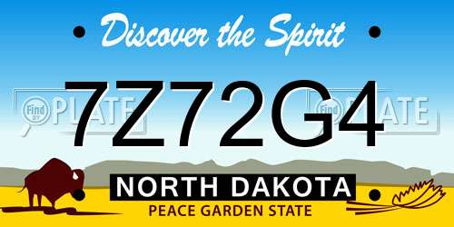 7Z72G4 North Dakota License Plate
