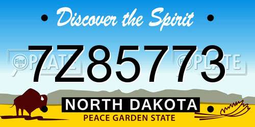 7Z85773 North Dakota License Plate