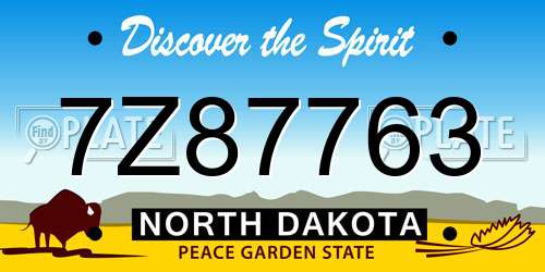 7Z87763 North Dakota License Plate