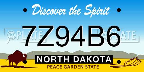 7Z94B6 North Dakota License Plate