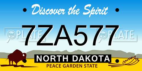 7ZA577 North Dakota License Plate