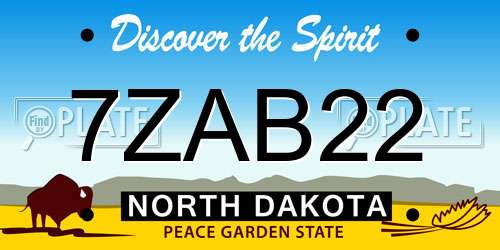 7ZAB22 North Dakota License Plate