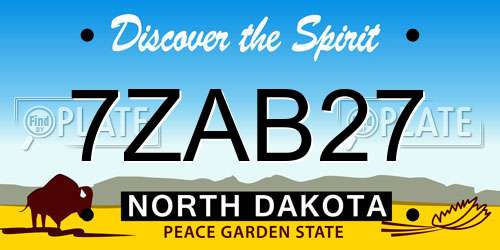 7ZAB27 North Dakota License Plate