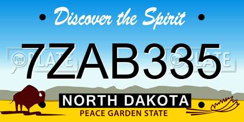 7ZAB335 North Dakota License Plate