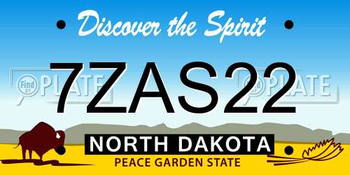 7ZAS22 North Dakota License Plate