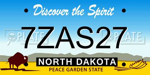 7ZAS27 North Dakota License Plate
