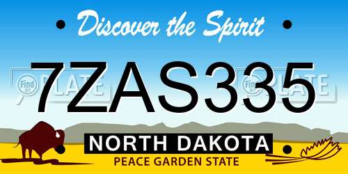 7ZAS335 North Dakota License Plate