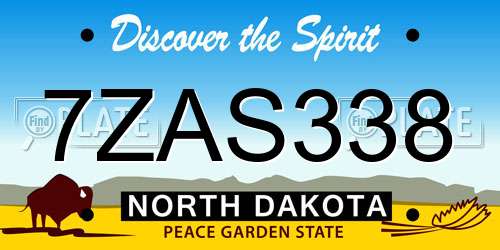 7ZAS338 North Dakota License Plate