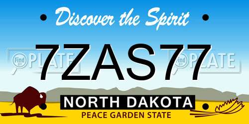 7ZAS77 North Dakota License Plate