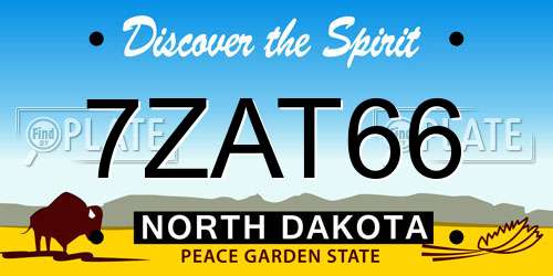7ZAT66 North Dakota License Plate