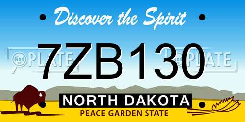 7ZB130 North Dakota License Plate