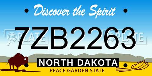 7ZB2263 North Dakota License Plate