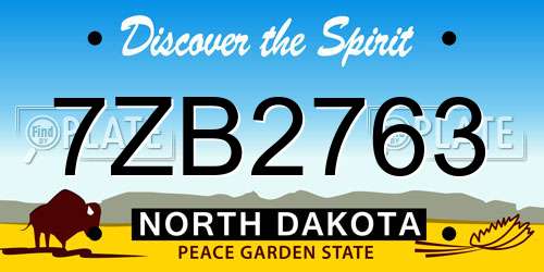 7ZB2763 North Dakota License Plate