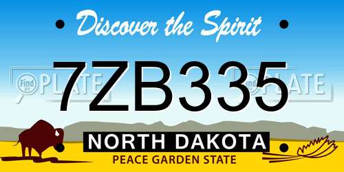 7ZB335 North Dakota License Plate