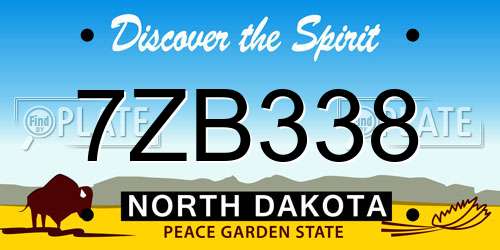 7ZB338 North Dakota License Plate
