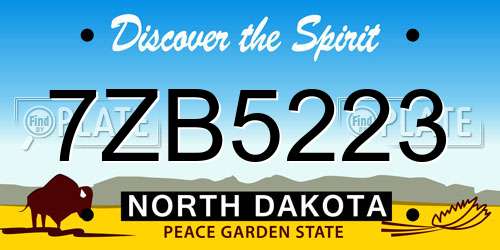 7ZB5223 North Dakota License Plate