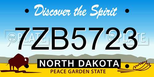 7ZB5723 North Dakota License Plate