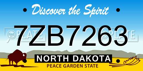 7ZB7263 North Dakota License Plate
