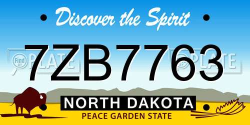 7ZB7763 North Dakota License Plate