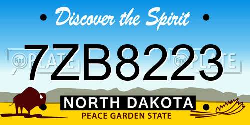 7ZB8223 North Dakota License Plate