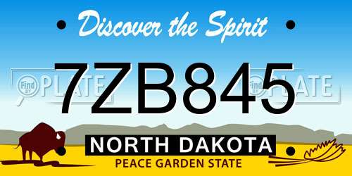 7ZB845 North Dakota License Plate