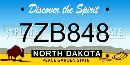 7ZB848 North Dakota License Plate
