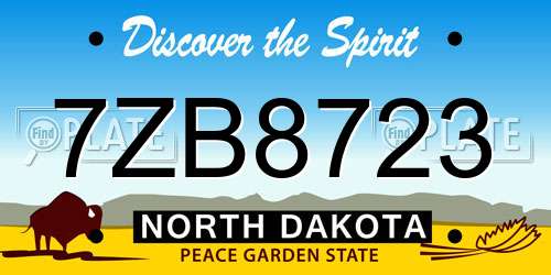 7ZB8723 North Dakota License Plate