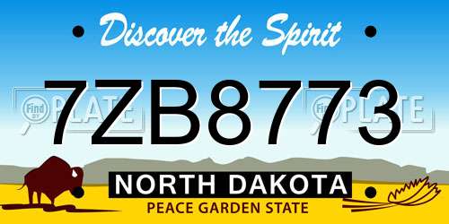 7ZB8773 North Dakota License Plate