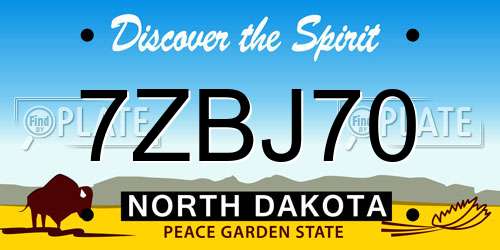 7ZBJ70 North Dakota License Plate