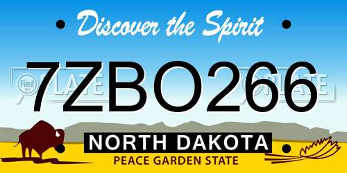 7ZBO266 North Dakota License Plate
