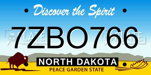 7ZBO766 North Dakota License Plate