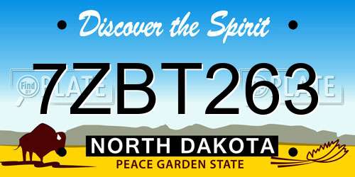 7ZBT263 North Dakota License Plate