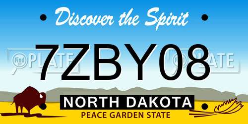 7ZBY08 North Dakota License Plate