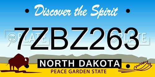 7ZBZ263 North Dakota License Plate