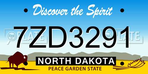 7ZD3291 North Dakota License Plate