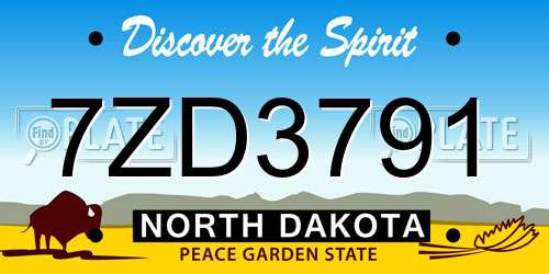 7ZD3791 North Dakota License Plate