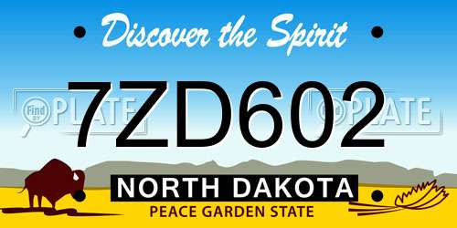7ZD602 North Dakota License Plate