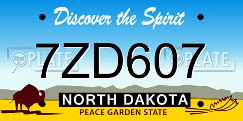7ZD607 North Dakota License Plate