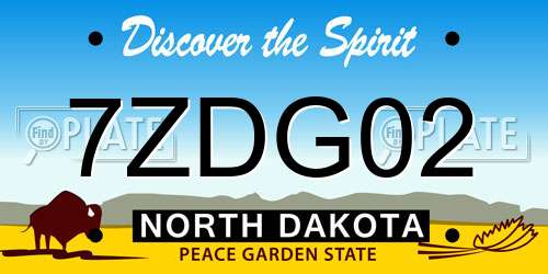 7ZDG02 North Dakota License Plate