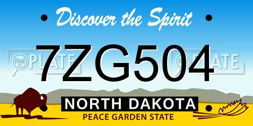 7ZG504 North Dakota License Plate