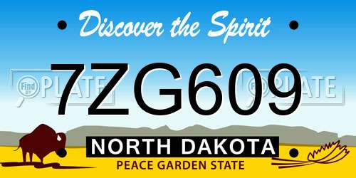 7ZG609 North Dakota License Plate