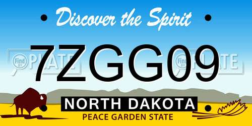 7ZGG09 North Dakota License Plate