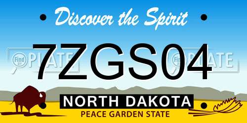 7ZGS04 North Dakota License Plate