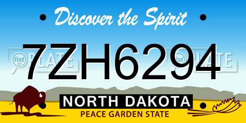 7ZH6294 North Dakota License Plate