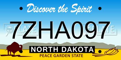 7ZHA097 North Dakota License Plate