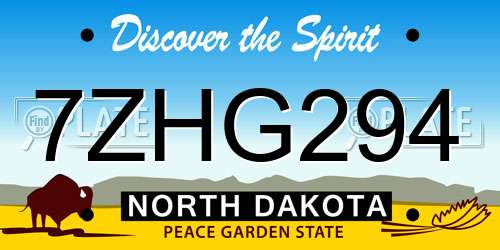7ZHG294 North Dakota License Plate