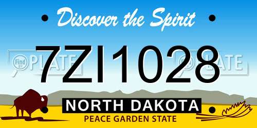 7ZI1028 North Dakota License Plate