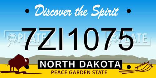 7ZI1075 North Dakota License Plate