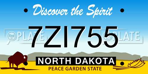 7ZI755 North Dakota License Plate