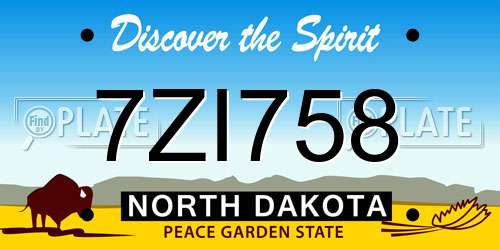 7ZI758 North Dakota License Plate
